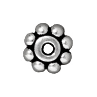 6mm Daisy Spacer Metal Beads - Antique Silver Finish