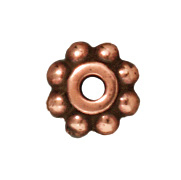 6mm Daisy Metal Beads and Spacers - Antique Copper Finish