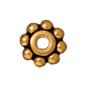 6mm Daisy Spacer Metal Beads - Antique Gold Finish