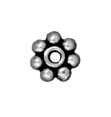 4mm Daisy Metal Spacer Beads - Antique Silver Finish