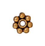 4mm Daisy Metal Spacer Beads - Antique Gold Finish