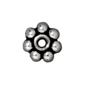 5mm Daisy Spacer Metal Beads - Antique Silver Finish