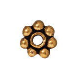 5mm Daisy Spacer Metal Beads - Antique Gold Finish