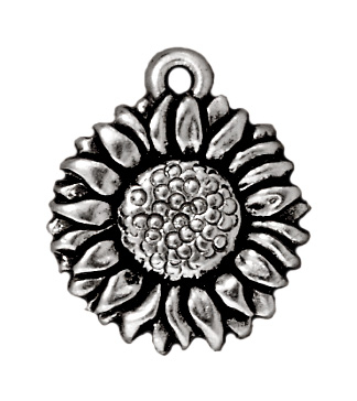 15mm Antique Silver Sunflower Charm | TierraCast Lead-free Pewter Base Metal Charms