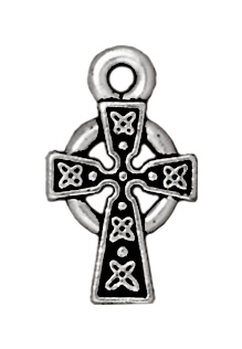 Small Antique Silver Celtic Cross Charm | TierraCast Lead-free Pewter Base Metal Charms
