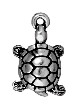 11 x 18mm Antique Silver Turtle Charm | TierraCast Lead-free Pewter Base Metal Charms