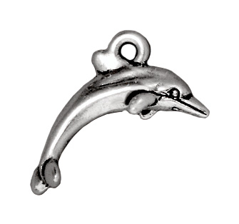 19mm Antique Silver Dolphin Charm | TierraCast Lead-free Pewter Base Metal Charms