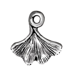 13mm Antique Silver Ginkgo Leaf Charm | TierraCast Lead-free Pewter Base Metal Charms
