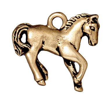 18 x 20mm Antique Gold Horse Charm | TierraCast Lead-free Pewter Base Metal Charms