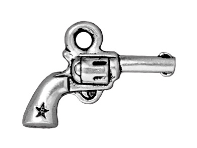 20mm Antique Silver Six Shooter Gun Charm | TierraCast Lead-free Pewter Base Metal Charms