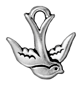 16 x 17mm Antique Silver Swallow Bird Charm | TierraCast Lead-free Pewter Base Metal Charms