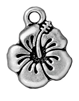 15mm Antique Silver Hibiscus Charm | TierraCast Lead-free Pewter Base Metal Charms