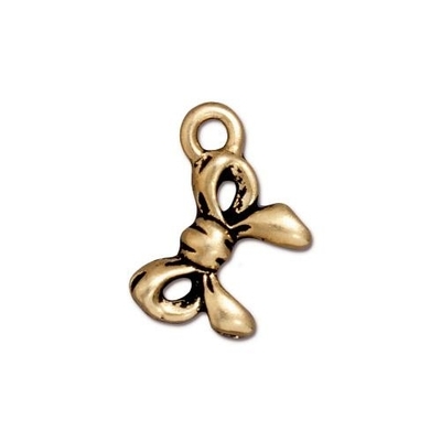 11.5 x 17mm Antique Gold Bow Charm | TierraCast Lead-free Pewter Base Metal Christmas Charms