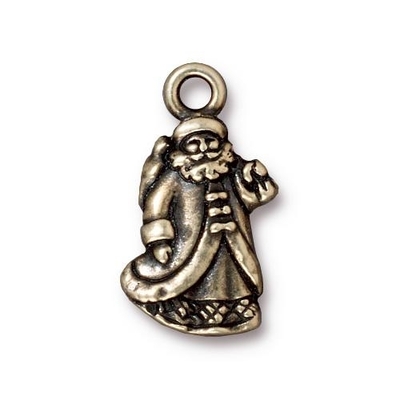 12 x 22mm Antique Brass St. Nick Charm | TierraCast Lead-free Pewter Base Metal Christmas Charms