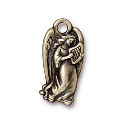 11 x 23mm Antique Brass Angel Charm | TierraCast Lead-free Pewter Base Metal Christmas Charms