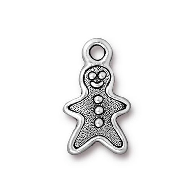 11 x 19mm Antique Silver Gingerbread Charm | TierraCast Lead-free Pewter Base Metal Christmas Charms