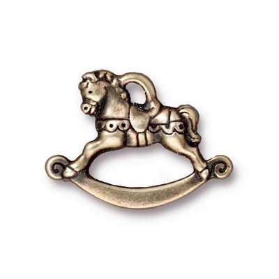 16 x 22mm Antique Brass Rocking Horse Charm | TierraCast Lead-free Pewter Base Metal Christmas Charms