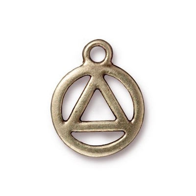 15.5 x 19mm Antique Brass Recovery Symbol Charm | TierraCast Lead-free Pewter Base Metal Charms