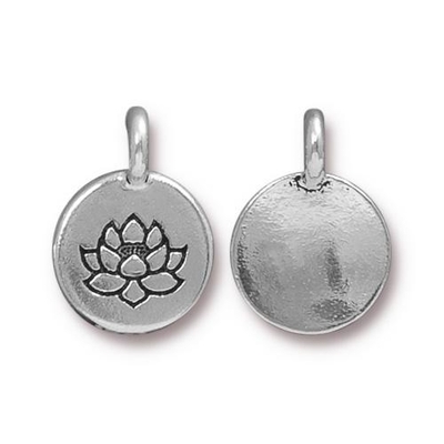 11.6 x 16.6mm Antique Silver Lotus Flower Charm | TierraCast Lead-free Pewter Base Metal Symbol Charms