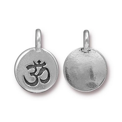 11.6 x 16.6mm Antique Silver Om Charm | TierraCast Lead-free Pewter Base Metal Symbol Charms