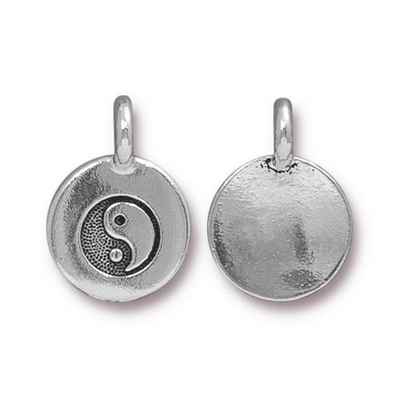 11.6 x 16.6mm Antique Silver Yin Yang Charm | TierraCast Lead-free Pewter Base Metal Symbol Charms