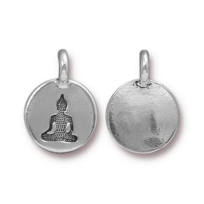 11.6 x 16.6mm Antique Silver Buddha Charm | TierraCast Lead-free Pewter Base Metal Symbol Charms