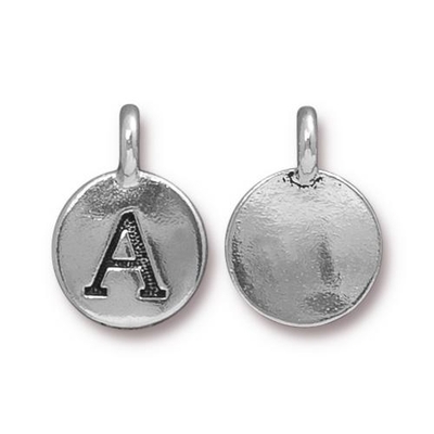 11.6 x 16.6mm Antique Silver Letter A Charm | TierraCast Lead-free Pewter Base Metal Alphabet Charms