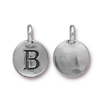 11.6 x 16.6mm Antique Silver Letter B Charm | TierraCast Lead-free Pewter Base Metal Alphabet Charms