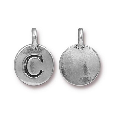 11.6 x 16.6mm Antique Silver Letter C Charm | TierraCast Lead-free Pewter Base Metal Alphabet Charms