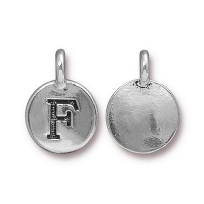 11.6 x 16.6mm Antique Silver Letter F Charm | TierraCast Lead-free Pewter Base Metal Alphabet Charms
