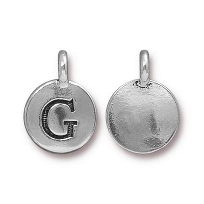 11.6 x 16.6mm Antique Silver Letter G Charm | TierraCast Lead-free Pewter Base Metal Alphabet Charms