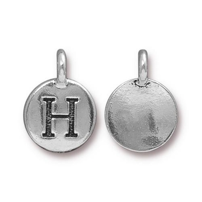 11.6 x 16.6mm Antique Silver Letter H Charm | TierraCast Lead-free Pewter Base Metal Alphabet Charms