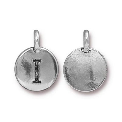 11.6 x 16.6mm Antique Silver Letter I Charm | TierraCast Lead-free Pewter Base Metal Alphabet Charms
