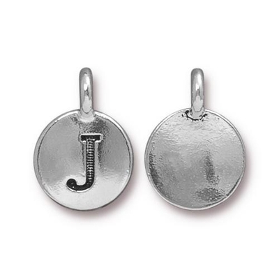 11.6 x 16.6mm Antique Silver Letter J Charm | TierraCast Lead-free Pewter Base Metal Alphabet Charms
