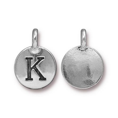 11.6 x 16.6mm Antique Silver Letter K Charm | TierraCast Lead-free Pewter Base Metal Alphabet Charms