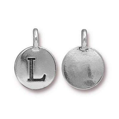 11.6 x 16.6mm Antique Silver Letter L Charm | TierraCast Lead-free Pewter Base Metal Alphabet Charms