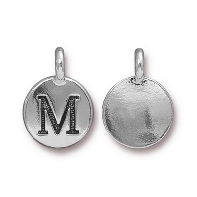 11.6 x 16.6mm Antique Silver Letter M Charm | TierraCast Lead-free Pewter Base Metal Alphabet Charms