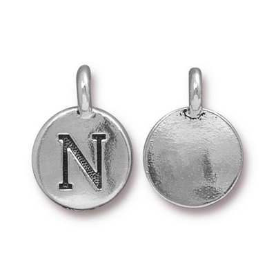 11.6 x 16.6mm Antique Silver Letter N Charm | TierraCast Lead-free Pewter Base Metal Alphabet Charms