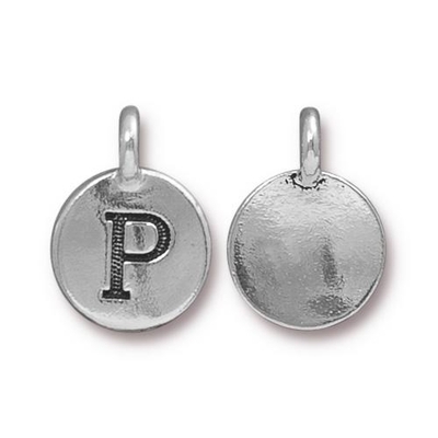 11.6 x 16.6mm Antique Silver Letter P Charm | TierraCast Lead-free Pewter Base Metal Alphabet Charms