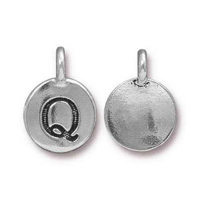 11.6 x 16.6mm Antique Silver Letter Q Charm | TierraCast Lead-free Pewter Base Metal Alphabet Charms