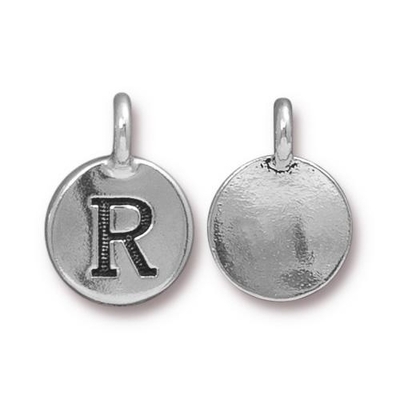 11.6 x 16.6mm Antique Silver Letter R Charm | TierraCast Lead-free Pewter Base Metal Alphabet Charms