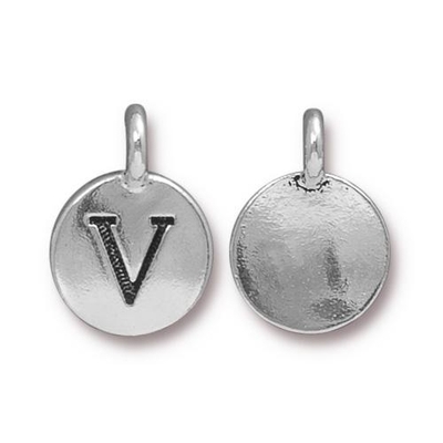 11.6 x 16.6mm Antique Silver Letter V Charm | TierraCast Lead-free Pewter Base Metal Alphabet Charms