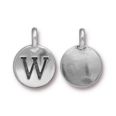 11.6 x 16.6mm Antique Silver Letter W Charm | TierraCast Lead-free Pewter Base Metal Alphabet Charms