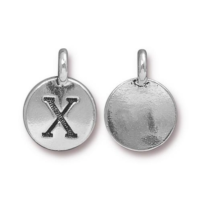 11.6 x 16.6mm Antique Silver Letter X Charm | TierraCast Lead-free Pewter Base Metal Alphabet Charms
