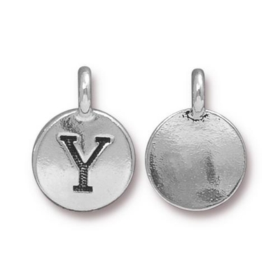 11.6 x 16.6mm Antique Silver Letter Y Charm | TierraCast Lead-free Pewter Base Metal Alphabet Charms