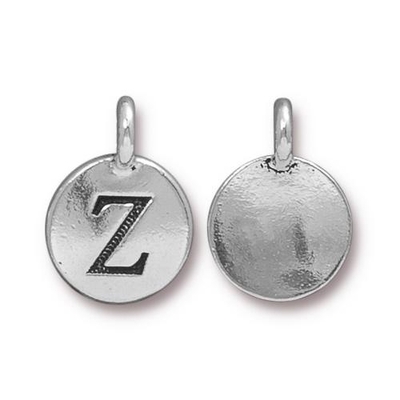 11.6 x 16.6mm Antique Silver Letter Z Charm | TierraCast Lead-free Pewter Base Metal Alphabet Charms