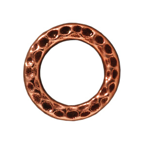 13mm Hammered Circle Ring Loop Link - Antique Copper Finish | TierraCast Lead-free Pewter Findings