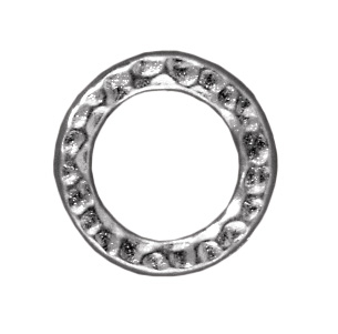 13mm Hammered Circle Ring Loop Link - Silver Finish | TierraCast Lead-free Pewter Findings