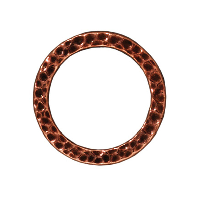 19mm Hammered Circle Ring Loop Link - Antique Copper Finish | TierraCast Lead-free Pewter Findings