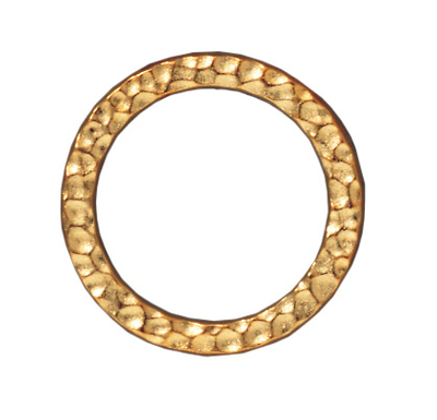 19mm Hammered Circle Ring Loop Link - Gold Finish | TierraCast Lead-free Pewter Findings